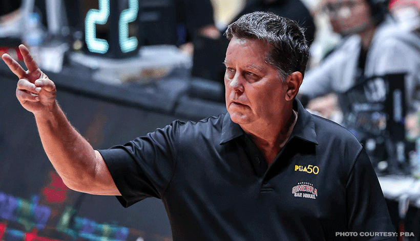 Barangay Ginebra head coach Tim Cone speaking during a post-game press conference about the San Miguel quarterfinals matchup